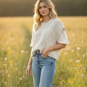 Hippie Rose Floral Cream Knit